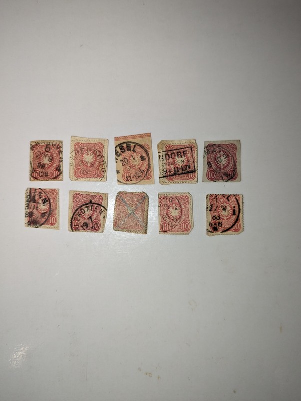 used Germany stamp lot 1875-77. stamps are on paper