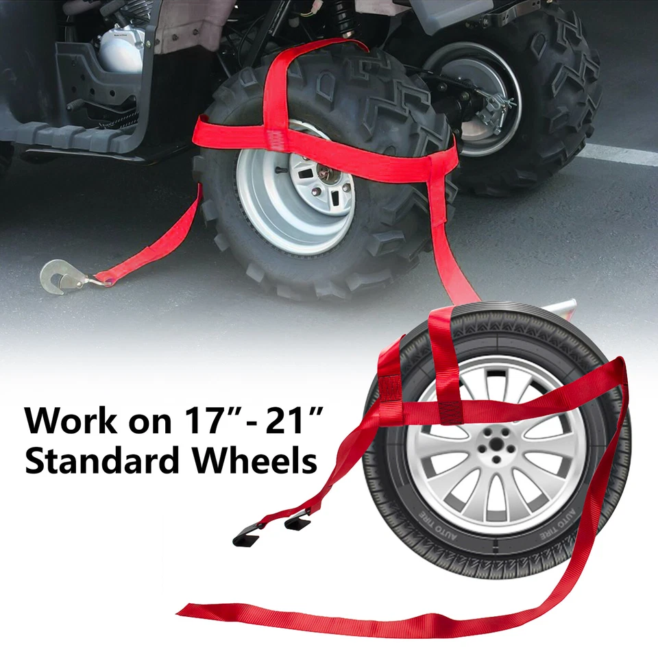 Correas de carretilla de remolque de neumáticos de alta resistencia correa de cesta red de rueda ajustable con gancho plano Foto 2 de 4