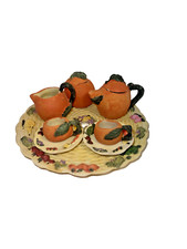Ceramic Mini Pumpkin Fall Picnic Tea Set Food...