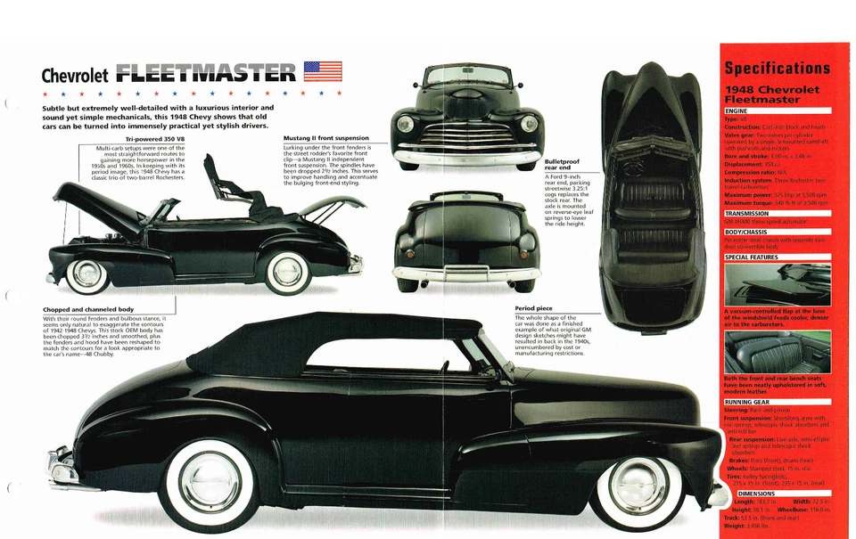 Chevrolet Fleetmaster 1948 hoja de especificaciones/folleto/folleto Foto 2 de 4