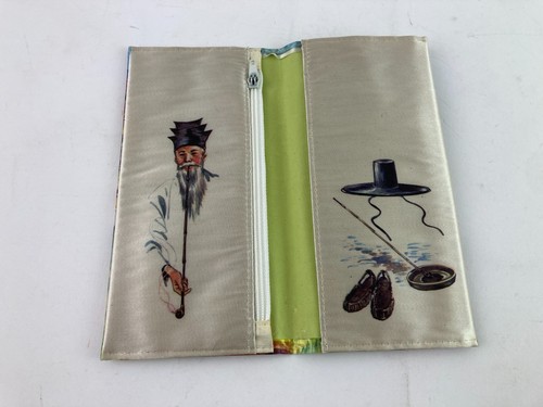 4 billeteras de satén plegables dobles vintage con cremallera escenas de naturaleza coreana personas koi sin usar - Imagen 9 de 12