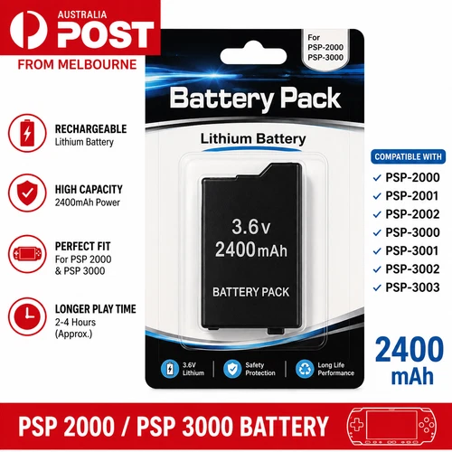 2400mAh Battery for Sony PSP 2000 2001 2002 3000 3001 3002 Rechargeable