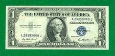 $1 1935-F 1 A/J BLOCK BLUE SEAL SILVER CERTIFICATE CU.