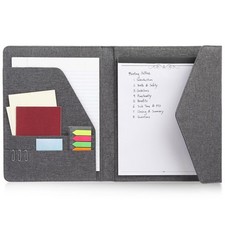 Grey Padfolio, Legal Pad Portfolio, Business Organizer Folio Notebook Fabric,