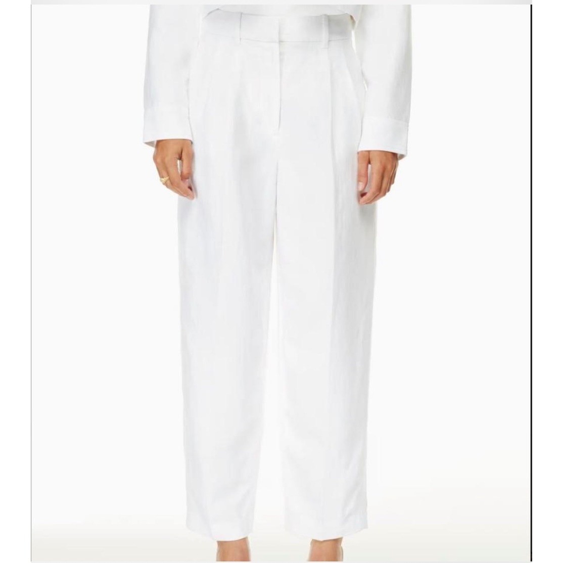 NWT Aritzia Wilfred Carrot Linen Pants White Sz 4 High Waist Trousers Minimalist