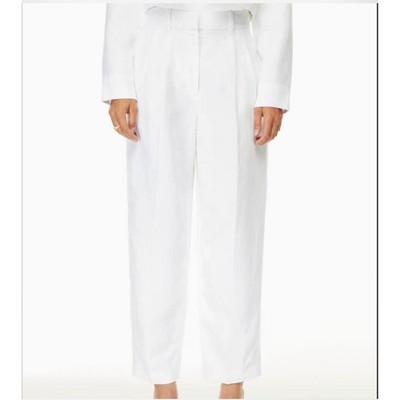 NWT Aritzia Wilfred Carrot Linen Pants White Sz 4 High Waist Trousers Minimalist