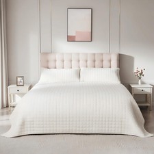 Luxury Velvet Quilt Set King Size, Comforter Set with Pillow Shams, Soft Ligh...