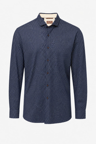 Michael Kors, Michael Kors Vintage 1990s Men's Navy Polka Dot Shirt Cotton Long Sleeve