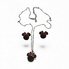 Disney Parks Minnie Mouse Icon Necklace and Earrings Set