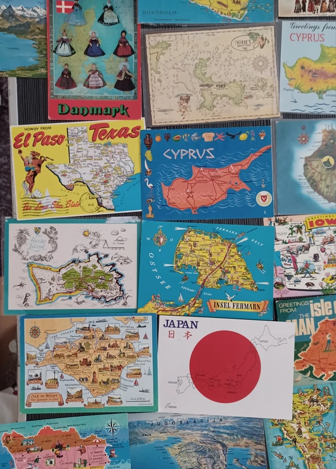 Vintage World Wide Map Postcards Bundle x 53, 1 to a Lord, Posted/Unposted  - Image 4 of 4