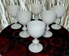 SCARCE Set of 6 White Portieux Vallerysthal French Opaline Wine Glasses - 1920s