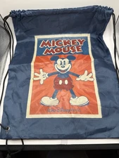 NWT Retro Mickey Mouse Cinch Drawstring Bag Backpack Walt Disneyland Tote