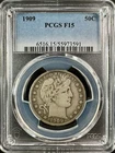 1909 (P) Barber Half Dollar - PCGS F15 - Great Eye Appeal - Perfect Type Coin!