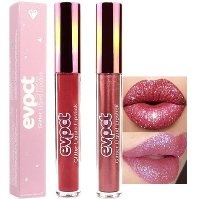 evpct 2Pcs Wine Red Plum Matte to Glitter Liquid &