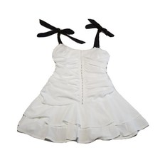 NWT Pretty Little Thing Size 8 Ruched Corset Ruffle Mini Dress Ribbon Straps