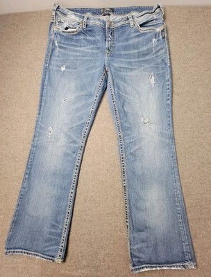 Silver Jeans Co Aiko Women s Jeans 32x33 Bootcut Distressed Denim