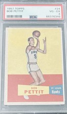 1957 BOB PETTIT ROOKIE TOPPS PSA 4 VG-EX HOF-St.Louis Hawks