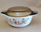 Vintage Pyrex England Country Autumn 6 1/2" Covered Casserole Dish 1970s