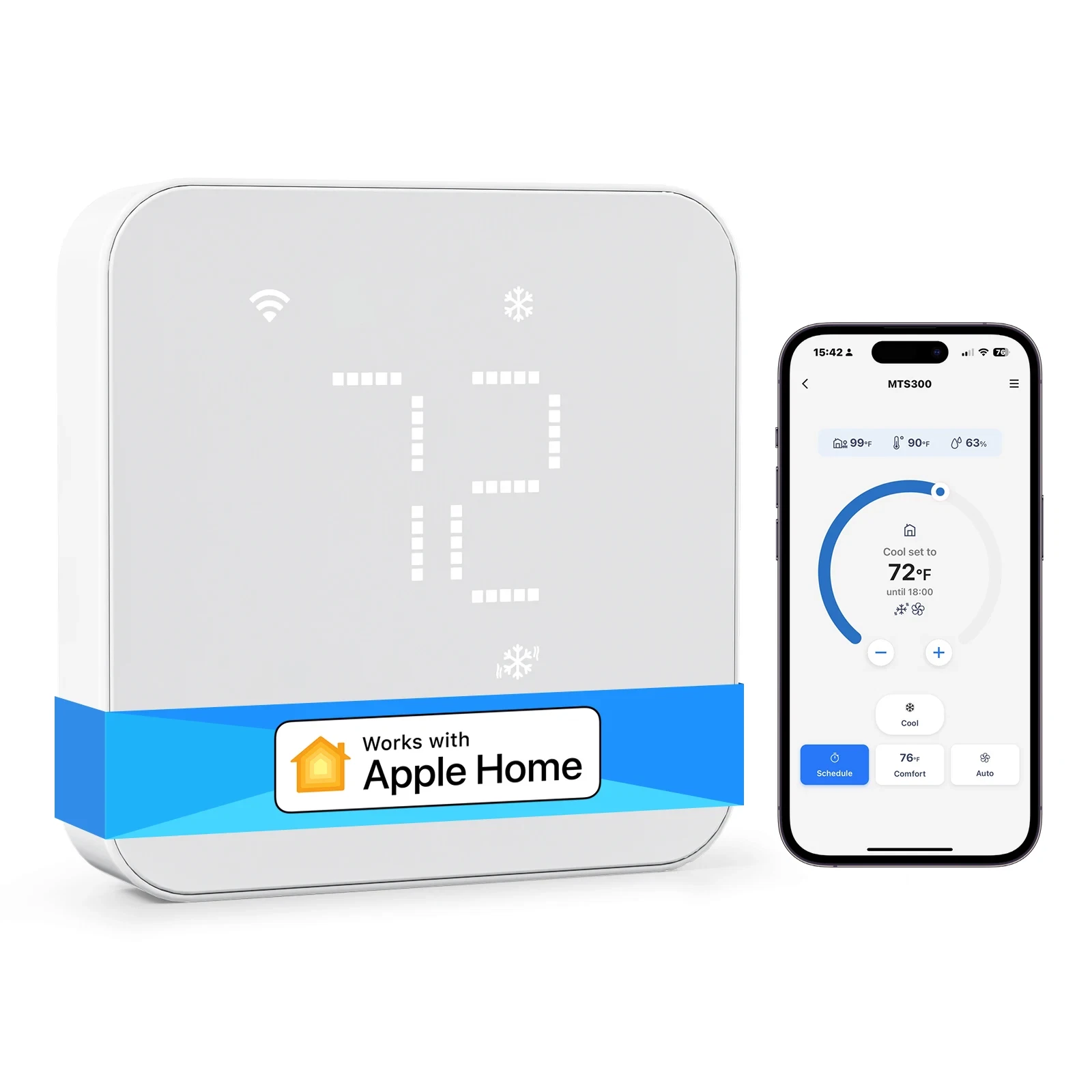 Meross Matter Smart US Wi-Fi Thermostat Compatible with 95% Heating and Cooling