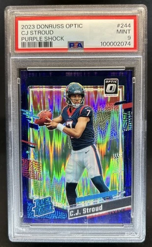 2023 Donruss Optic C.J. Stroud Purple Shock Prizm RC Rated Rookie #244 PSA 9
