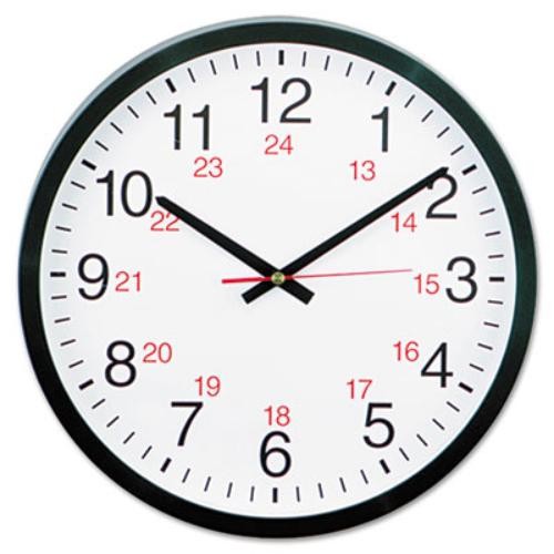 Universal Office Products 10441 24-hour Round Wall Clock, 12 3/4", Black