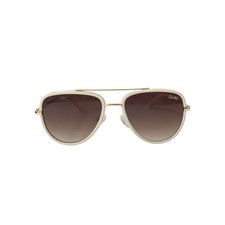 Quay Australia All In Mini Aviator Sunglasses White Brown