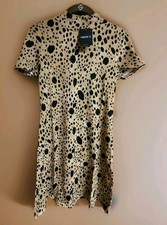 FOREVER 21  ANIMAL LEOPARD PRINT MOCK NECK SHORT DRESS BROWN/BLACK SIZE  SMALL