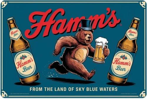 Vintage Hamm's Beer Bear Tin Metal Signs Home Décor print Aesthetic Room Decorat