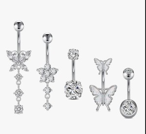 14G Belly Button Rings, Stainless Steel, 6mm Short & 10mm Bar Navel Piercings
