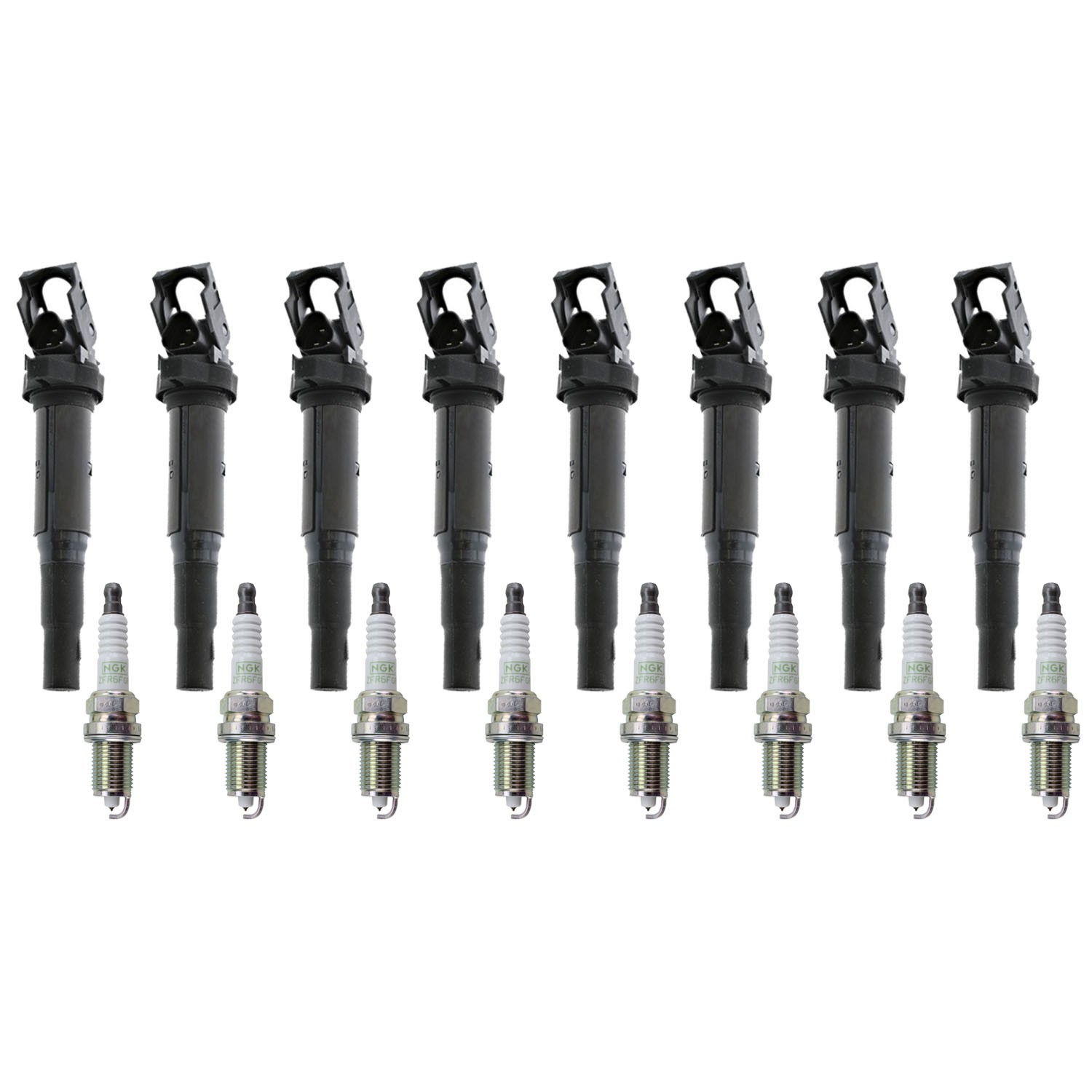 Eldor 8 Ignition Coils NGK G-Power Spark Plugs Kit for BMW E60 E65 E66 E53 4.8L