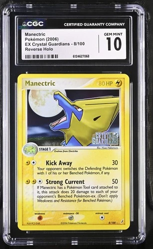 2006 POKEMON EX CRYSTAL GUARDIANS REVERSE HOLO MANECTRIC #8 CGC 10 GEM MINT