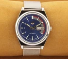 Vintage Refurbished Seiko Automatic  D/D  Men's Blue Men's WristWatch 36MM