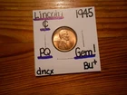 1945 Lincoln Cent Gem BU+ TERRIFIC!!!! PQ!!!!! BEAUTY!!!!!