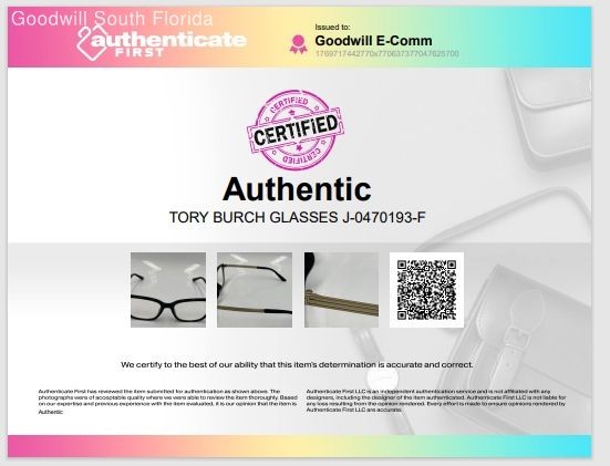 Authentic Tory Burch Women's Black/Gold Tone Glasses thumbnail 2