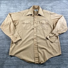 Vintage K Mart Shirt Mens XL Tan Permanent Press Long Sleeve Western Work 70s