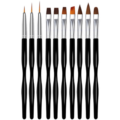 Schwarzer Griff Nail Art Pinsel Set 10-teilig für Gellack feine Detailarbeit