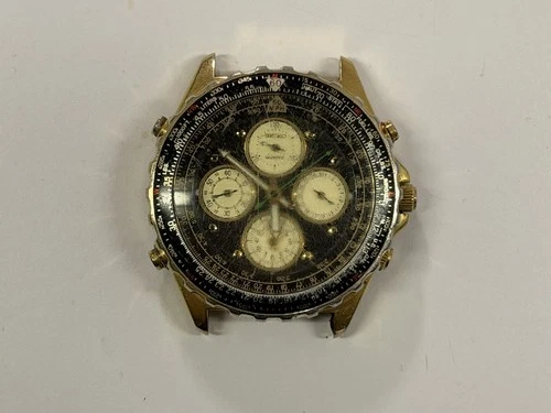 Men’s Seiko Flightmaster Pilot 7T34-6A09 Quartz Vintage Watch Parts Repair Only