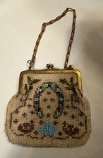 Antique Glass Micro Beaded Vintage Small Purse Marked Germany