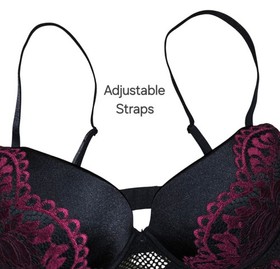 La Senza Black Magenta Lace Mesh Bustier Corset Garter Lingerie New XL XG New