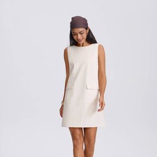 Women's Front Pocket Mini Shift Dress - A