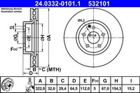 2X ATE Bremsscheibe 24.0332-0101.1 FüR MERCEDES-BENZ