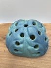 Vintage Aqua Blue Signed Van Briggle 25 Hole Flower Frog Pottery