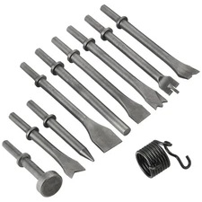 10 Pcs Air Hammer Pneumatic Chisels Tools 9pcs 0.401'' 10mm Shank Heavy Duty ...