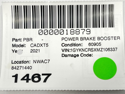 POWER BRAKE BOOSTER W/ MASTER CYLINDER OEM 84271440 CADILLAC XT5 2020 - 2024 - Picture 7 of 7