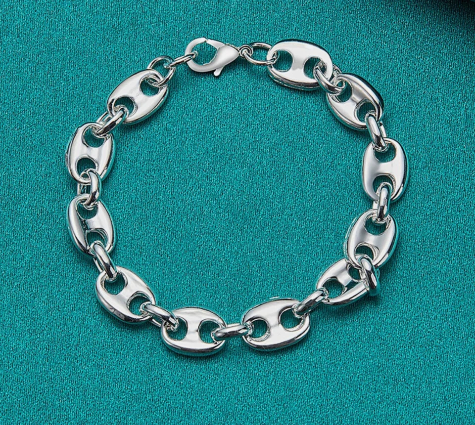 ¡Nuevo! Brazalete de 8 mm con diseño inspirado en plata de ley .925 cadena de eslabones clásicos de 8 pulgadas Foto 4 de 4