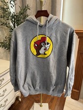 Buc-ee's Gray Pullover Hoodie Sweatshirt Adult Unisex Sz Medium Graphic Logo