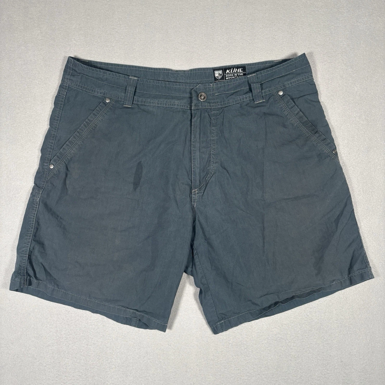 Kuhl Hiking Shorts Mens 38 Blue Green Patina Dye 8” Inseam Performance GorpCore