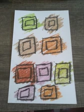 Hazy Minimalism Crayon Square Drawing Signed On 5x8 Paper
