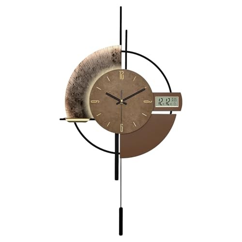 Large Wall Clocks Decorative with Temperature Display℃, Small Brown-future
