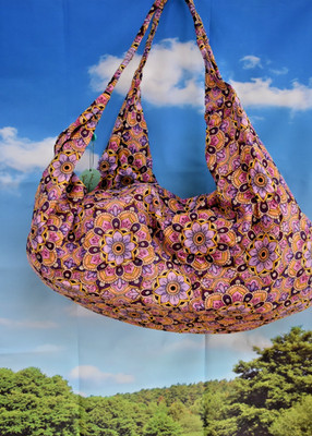 ANTICA SARTORIA PURPLE & ORANGE FLOWER POWER   NWT HOBO/BEACH/PURSE BAG OS